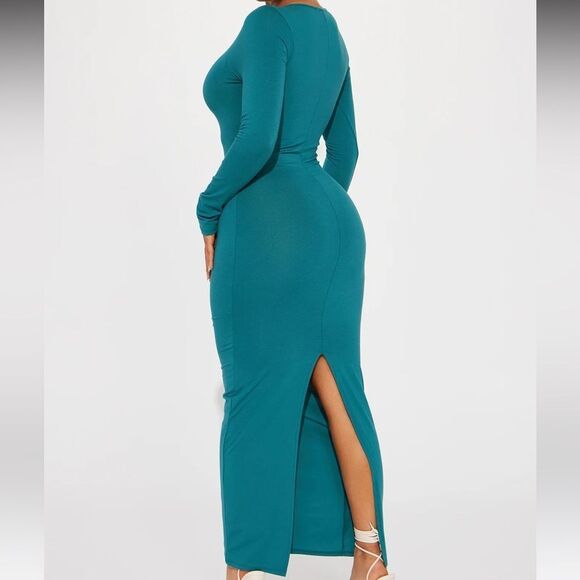 Fashionnova Teal Maxi Dress - Picture 3 of 4